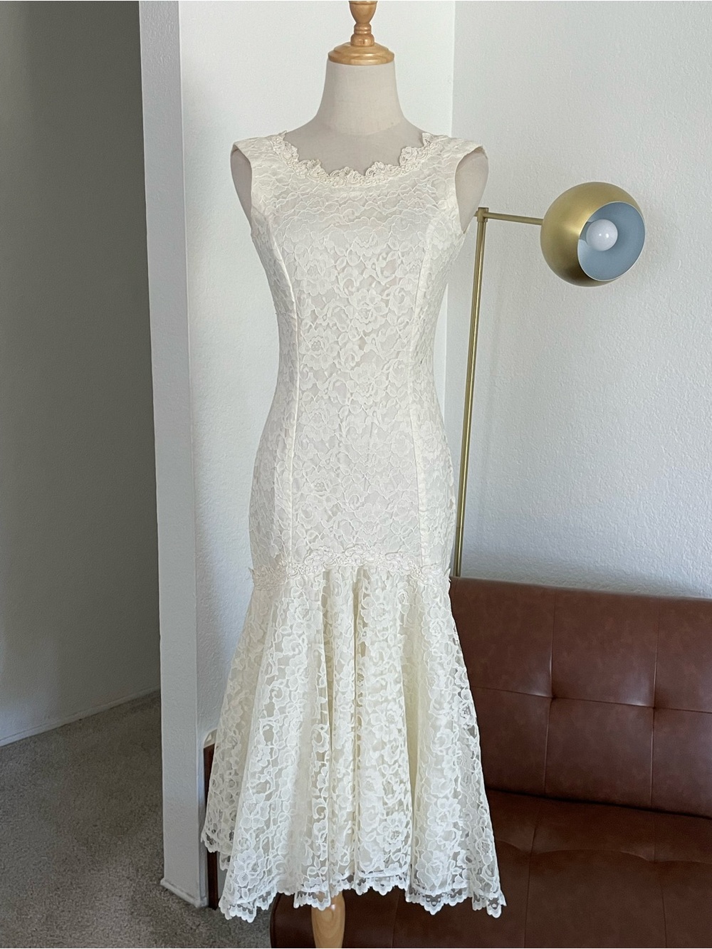 Vintage 1980s 1970s Boho Prairie Lace Wedding Formal Party Mermaid Dress